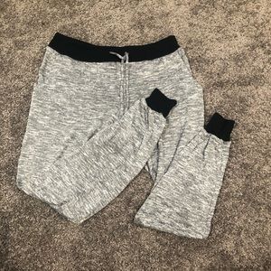 grey and black accented joggers